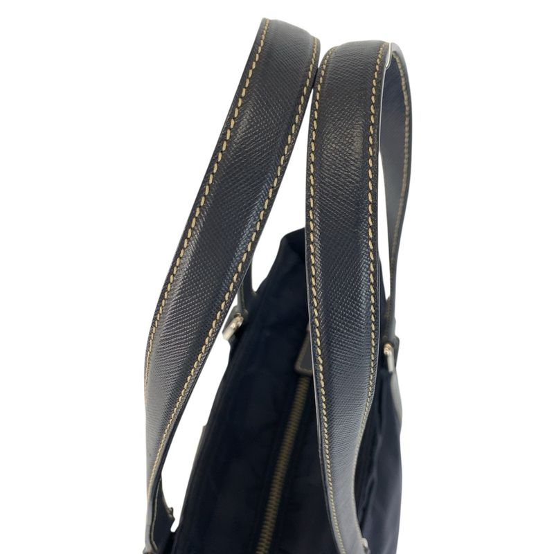 Prada Tessuto Navy Silver Nylon Leather Tote