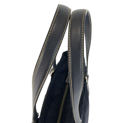 Prada Tessuto Navy Silver Nylon Leather Tote