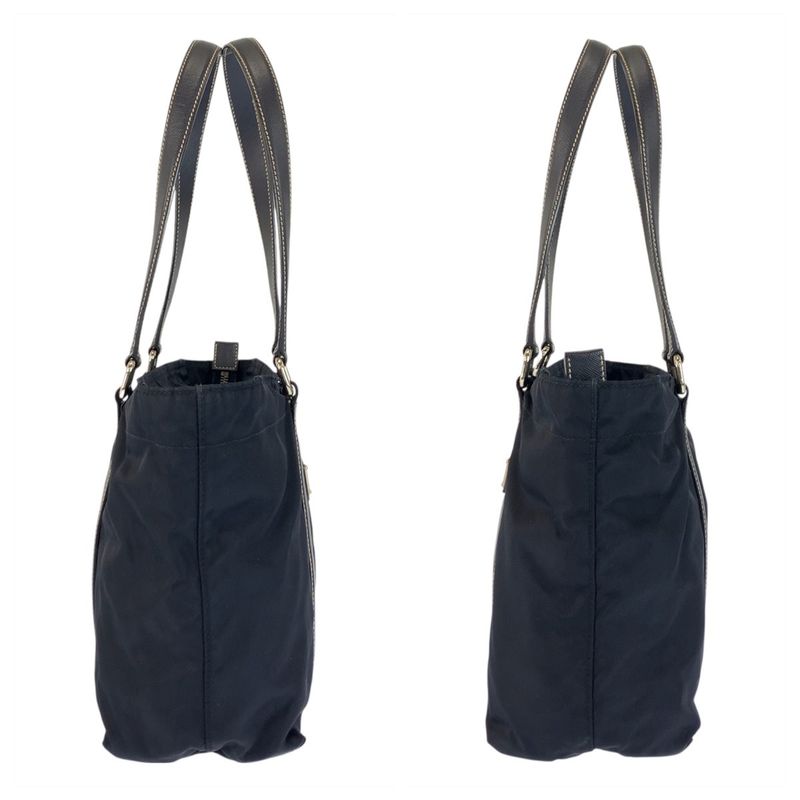 Prada Tessuto Navy Silver Nylon Leather Tote