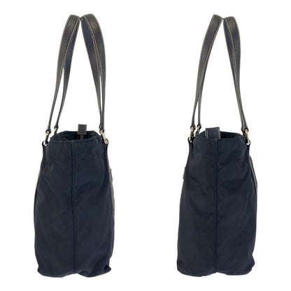 Prada Tessuto Navy Silver Nylon Leather Tote