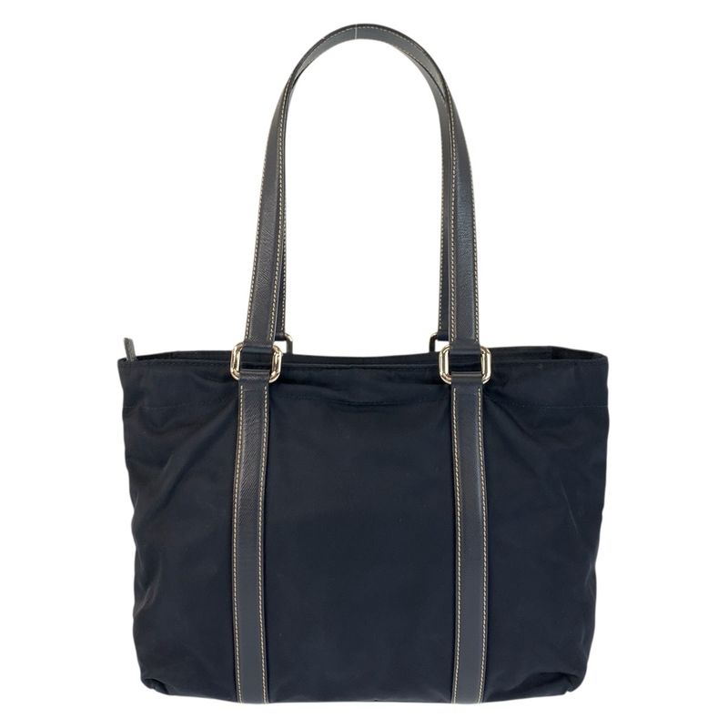 Prada Tessuto Navy Silver Nylon Leather Tote