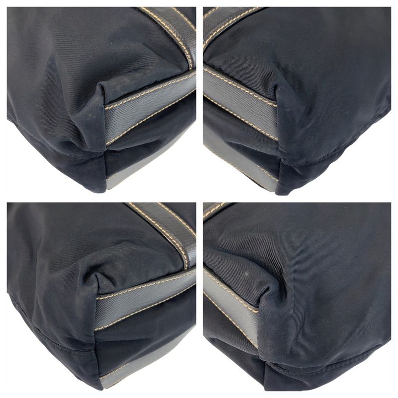 Prada Tessuto Navy Silver Nylon Leather Tote