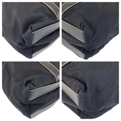 Prada Tessuto Navy Silver Nylon Leather Tote