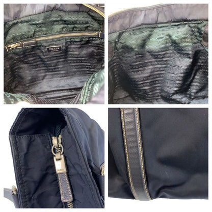 Prada Tessuto Navy Silver Nylon Leather Tote