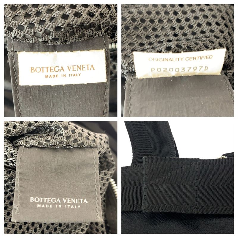Bottega Veneta Black Silver Nylon Tote