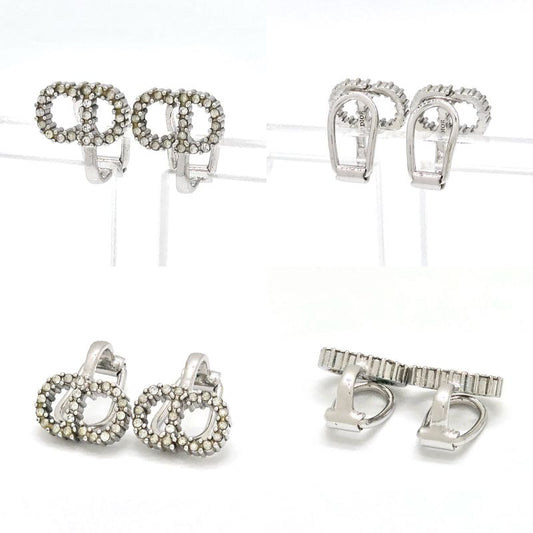 Dior Clair D Lune de Clip Earrings Both Ears White Crystal CD