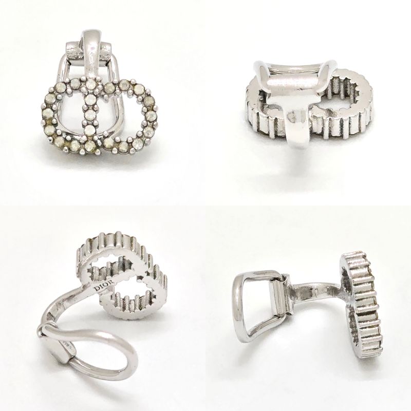 Dior Clair D Lune de Clip Earrings Both Ears White Crystal CD