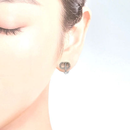 Dior Clair D Lune de Clip Earrings Both Ears White Crystal CD