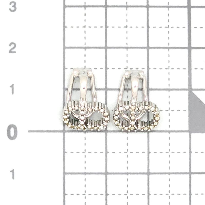 Dior Clair D Lune de Clip Earrings Both Ears White Crystal CD