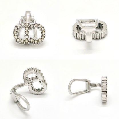 Dior Clair D Lune de Clip Earrings Both Ears White Crystal CD