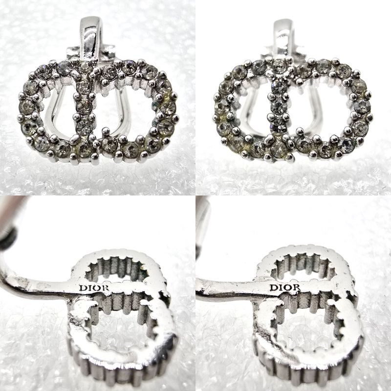 Dior Clair D Lune de Clip Earrings Both Ears White Crystal CD