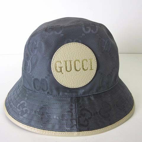 Gucci Off the Grid Bucket Hat Cap GG Nylon M Gray