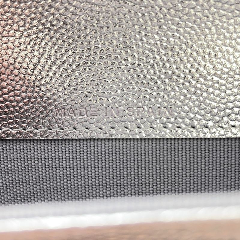 Chanel Card Case CC Logo Metallic Caviar Leather Business