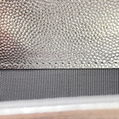 Chanel Card Case CC Logo Metallic Caviar Leather Business