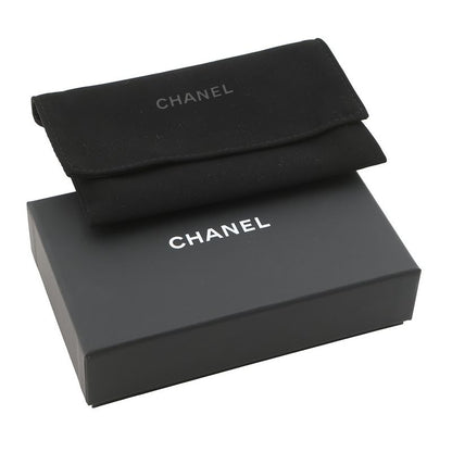 Chanel Card Case CC Logo Metallic Caviar Leather Business