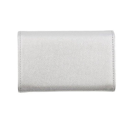 Chanel Card Case CC Logo Metallic Caviar Leather Business