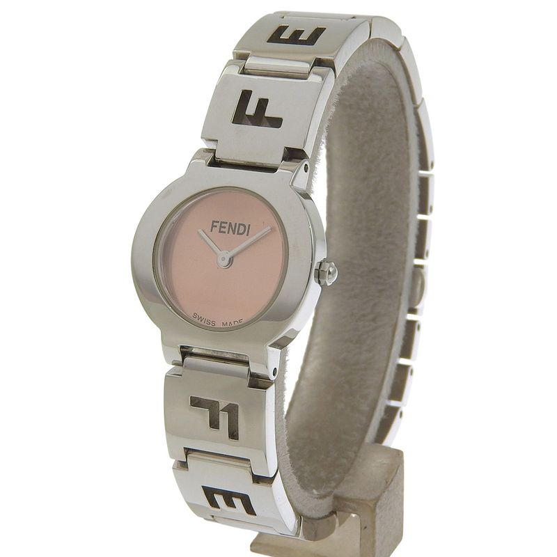 Fendi Orologi Stainless Steel Quartz Analog Display Orange Dial Watch