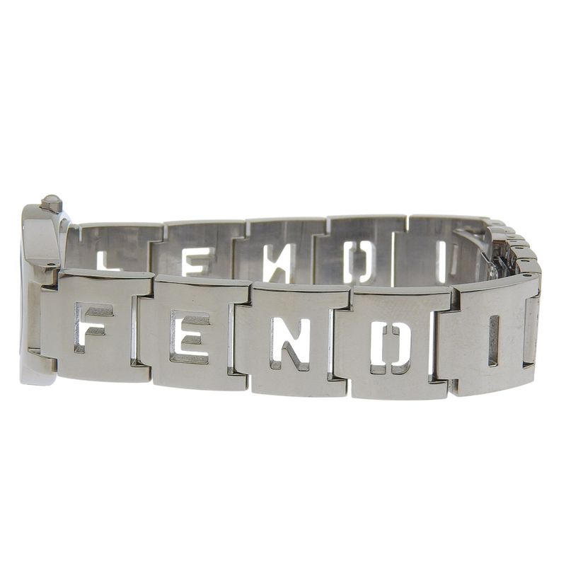Fendi Orologi Stainless Steel Quartz Analog Display Orange Dial Watch