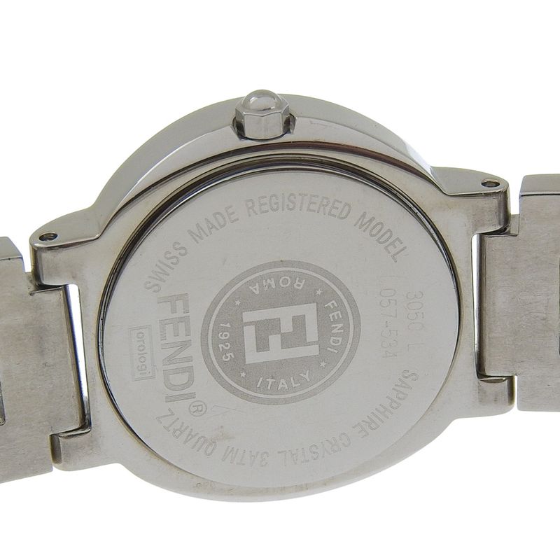 Fendi Orologi Stainless Steel Quartz Analog Display Orange Dial Watch