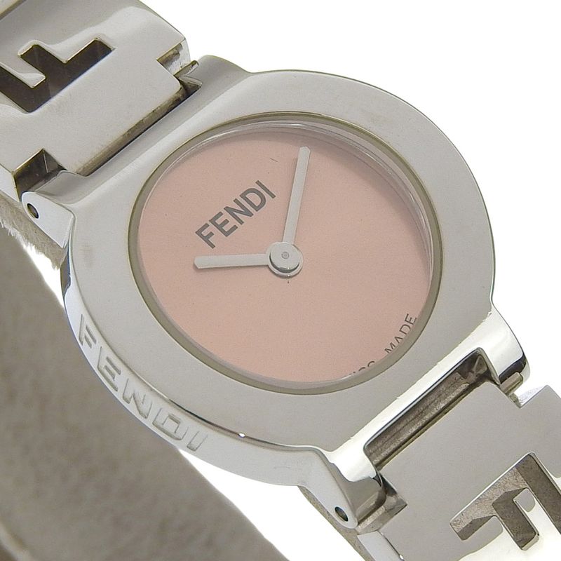 Fendi Orologi Stainless Steel Quartz Analog Display Orange Dial Watch