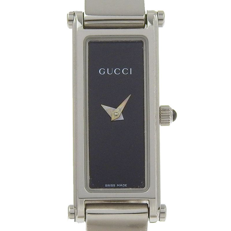 Gucci Stainless Steel Quartz Analog Display Black Dial Watch