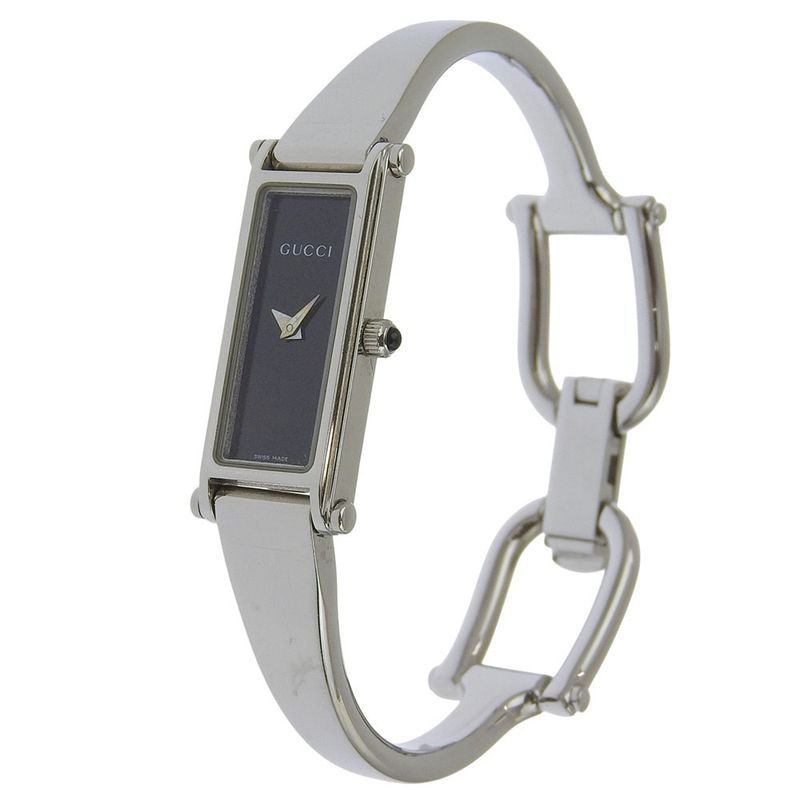 Gucci Stainless Steel Quartz Analog Display Black Dial Watch