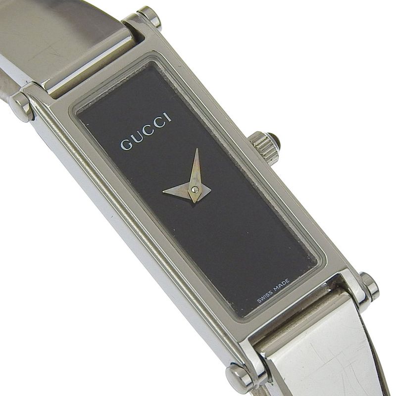 Gucci Stainless Steel Quartz Analog Display Black Dial Watch