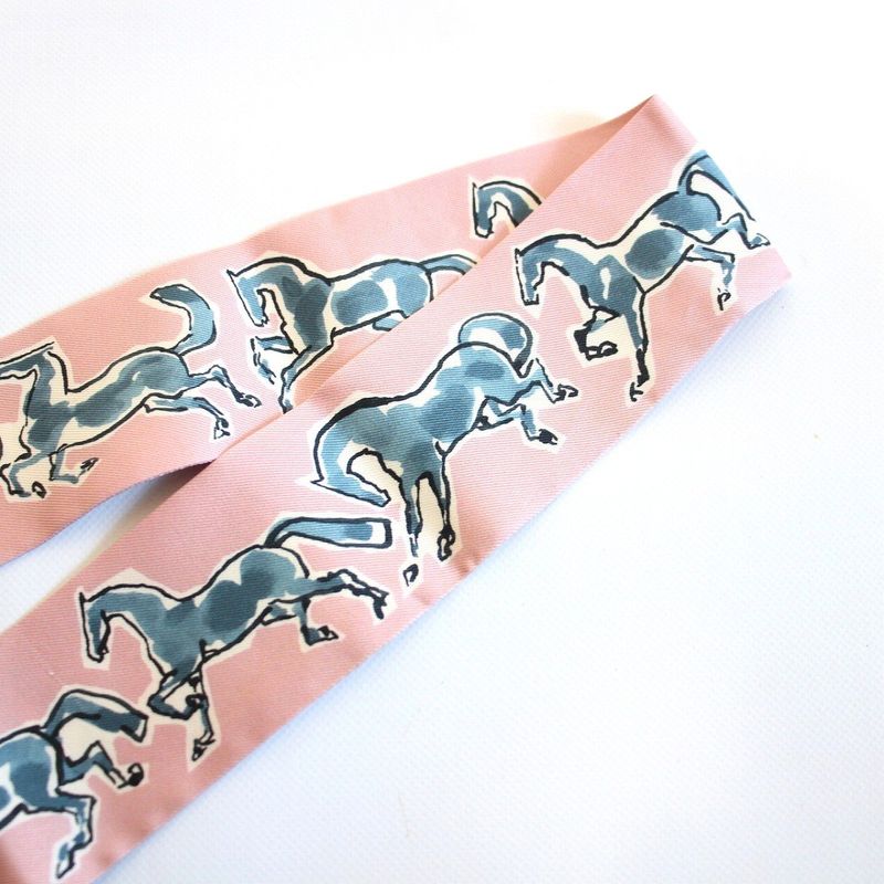 Hermes Twilly Freedom Horse Silk Pink Scarf