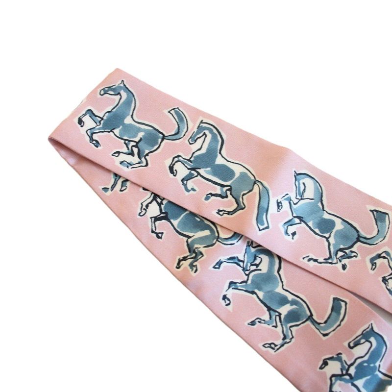 Hermes Twilly Freedom Horse Silk Pink Scarf