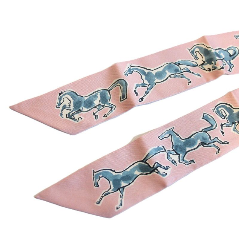Hermes Twilly Freedom Horse Silk Pink Scarf