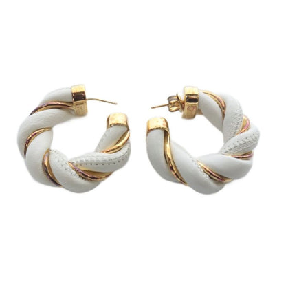 Bottega Veneta Twist Hoop Earrings White Gold