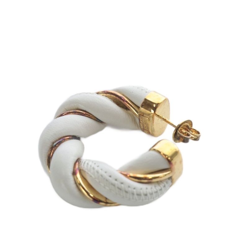 Bottega Veneta Twist Hoop Earrings White Gold