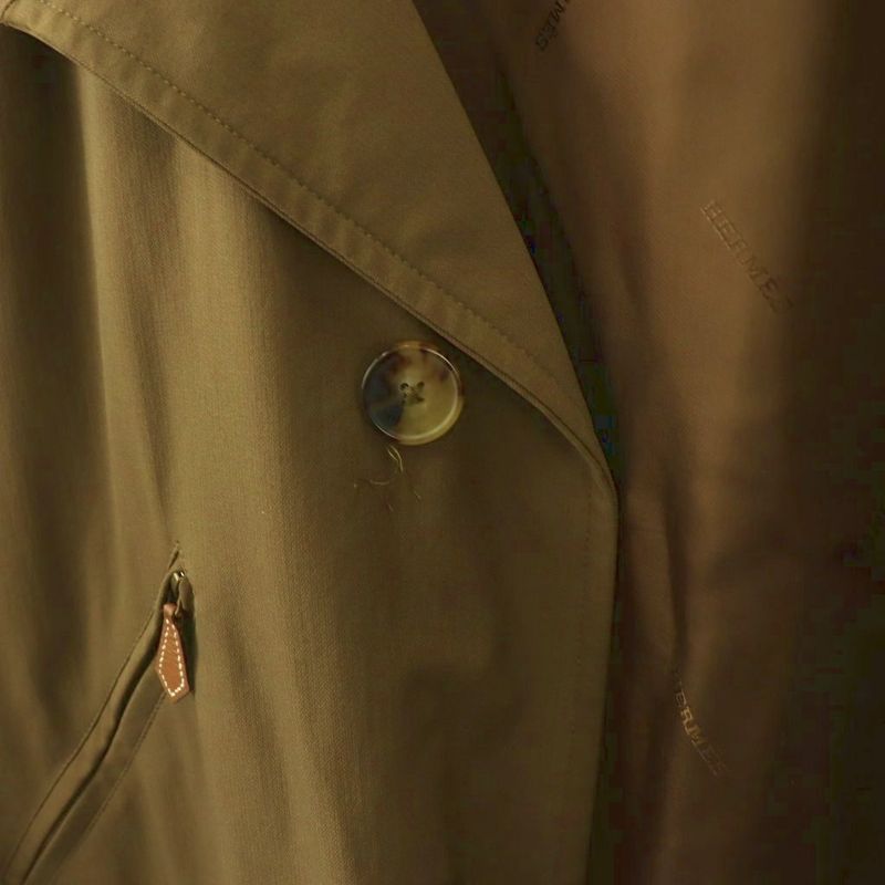 Hermes Nylon Batting Coat Fully Lined 48 Khaki OS AD