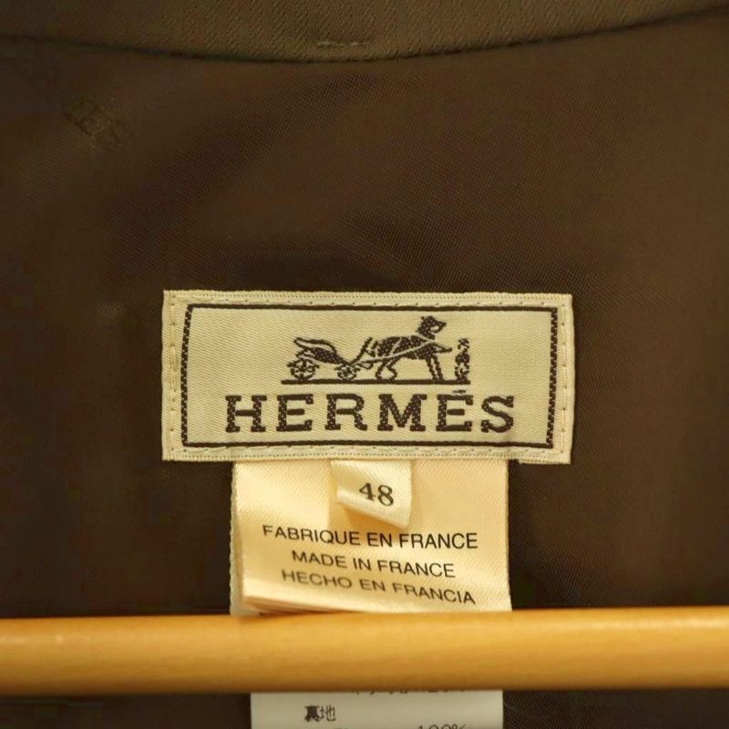 Hermes Nylon Batting Coat Fully Lined 48 Khaki OS AD