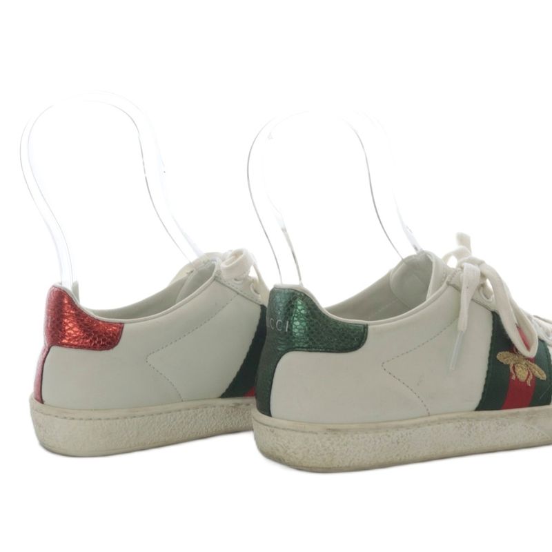 Gucci Ace Embroidered Sneakers Low Cut Leather 35 White