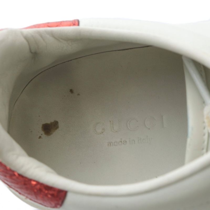Gucci Ace Embroidered Sneakers Low Cut Leather 35 White