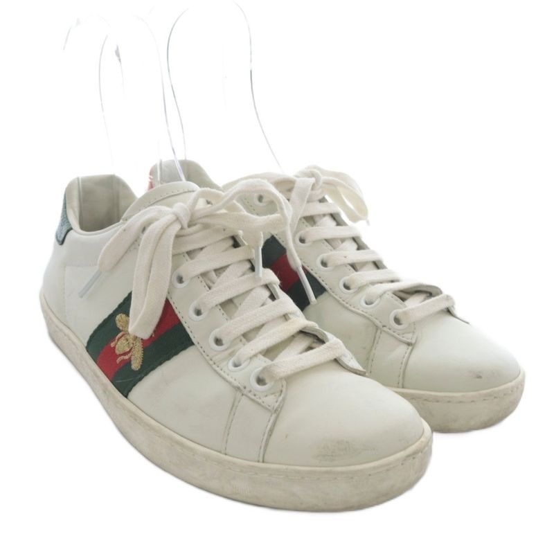Gucci Ace Embroidered Sneakers Low Cut Leather 35 White