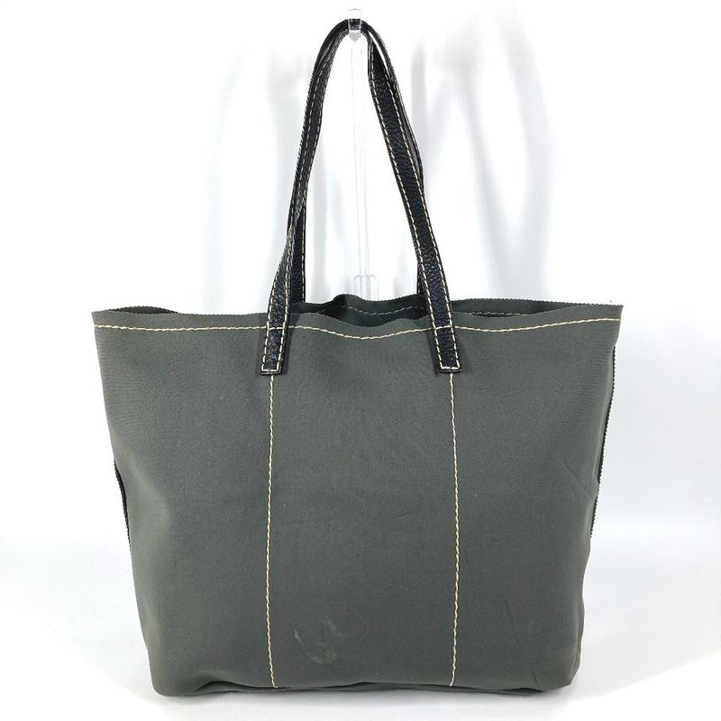 Prada Shoulder Bag Logo Gray Khaki