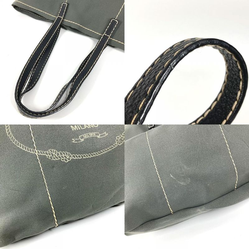 Prada Shoulder Bag Logo Gray Khaki