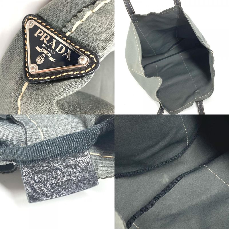 Prada Shoulder Bag Logo Gray Khaki