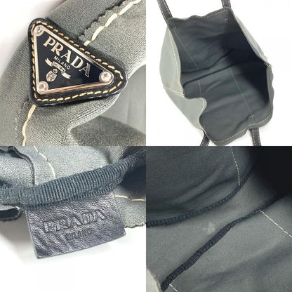 Prada Shoulder Bag Logo Gray Khaki