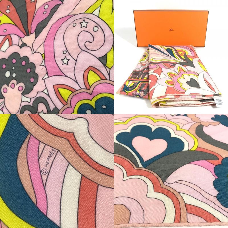 Hermes Scarf Carre Geant 140 Cashmere Pink