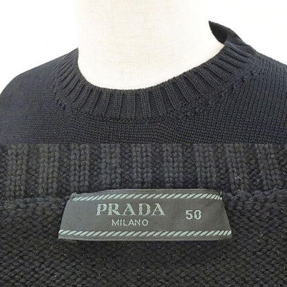 Prada Knit Sweater 50 Black BK 100% Virgin Wool