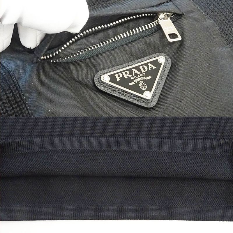 Prada Knit Sweater 50 Black BK 100% Virgin Wool
