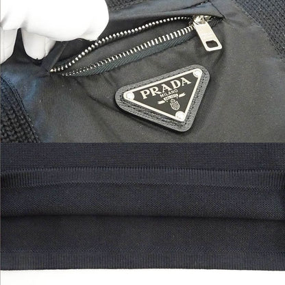 Prada Knit Sweater 50 Black BK 100% Virgin Wool