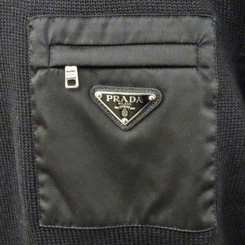 Prada Knit Sweater 50 Black BK 100% Virgin Wool