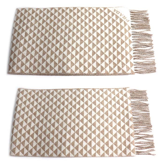 Prada Symbol Double Scarf Sand White