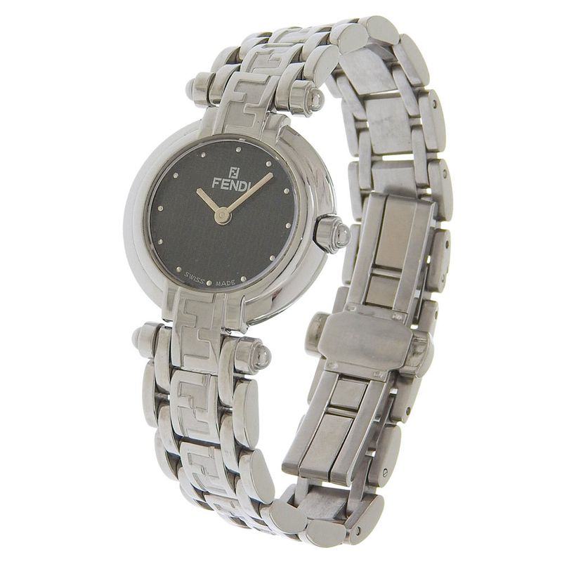 Fendi Orologi Stainless Steel Quartz Analog Display Black Dial Watch
