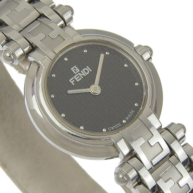 Fendi Orologi Stainless Steel Quartz Analog Display Black Dial Watch