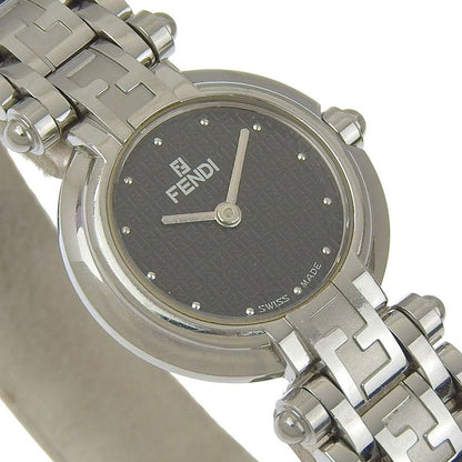 Fendi Orologi Stainless Steel Quartz Analog Display Black Dial Watch